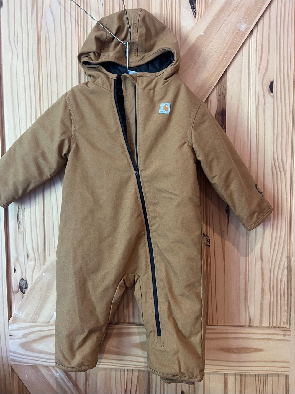 Carhartt Tan Hooded 12 month insulated snowsuit